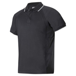 Snickers Workwear 2707 AVS Polo Shirt with stripe Wicking Material Black/Grey MEDIUM